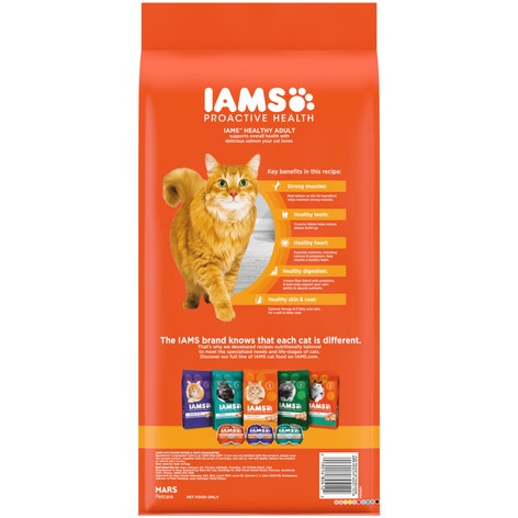 IAMS PROACTIVE HEALTH Adult Dry Cat Food with Salmon 3.18kg Bag image 1