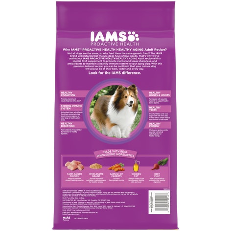IAMS PROACTIVE HEALTH Senior Healthy Aging Adult Dry Dog Food Chicken 3.18kg Bag image 1