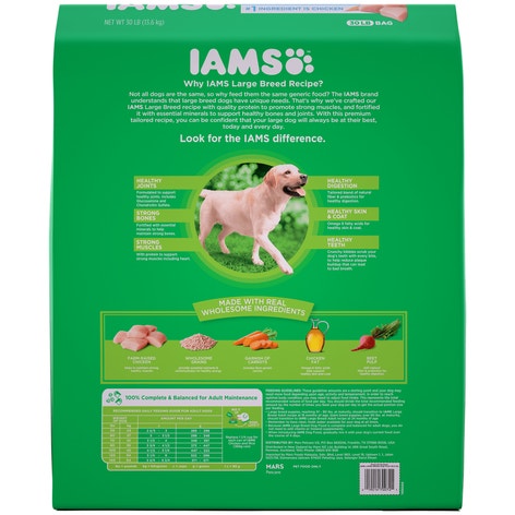 IAMS PROACTIVE HEALTH Large Breed Adult Dry Dog Food Chicken 13.6kg Bag image 1