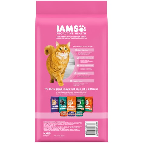 IAMS Proactive Health Adult Dry Cat Food Healthy Digestion with Chicken & Turkey 1.36kg Bag image 1