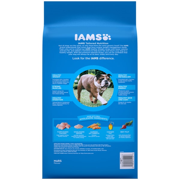IAMS PROACTIVE HEALTH Healthy Weight Adult Dry Dog Food with Real Chicken 3.18kg Bag image 2