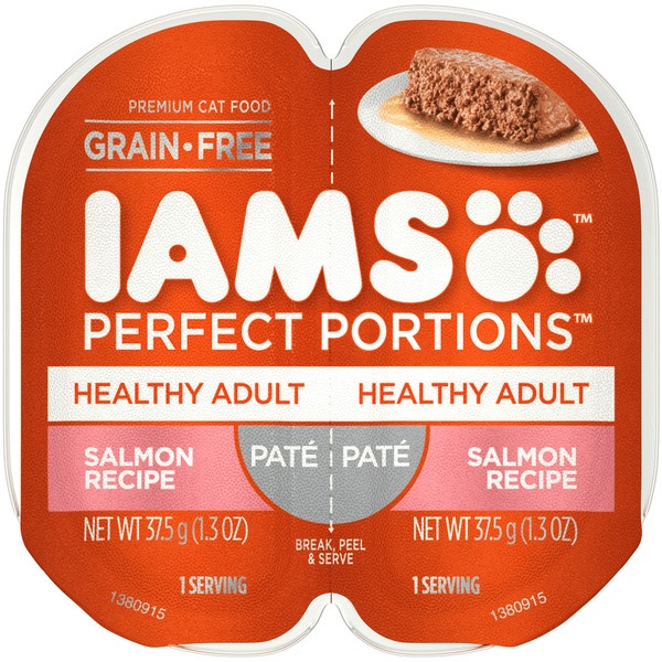 IAMS PERFECT PORTIONS Wet Cat Food Healthy Adult Salmon Pate 2 x 37.5g Trays image 1