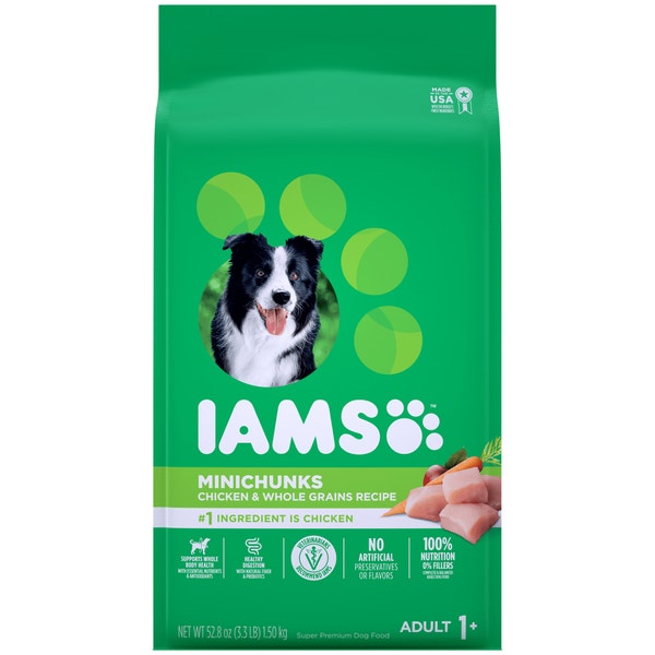 IAMS PROACTIVE HEALTH Adult Dry Dog Food Minichunks Chicken 1.5kg Bag image 1