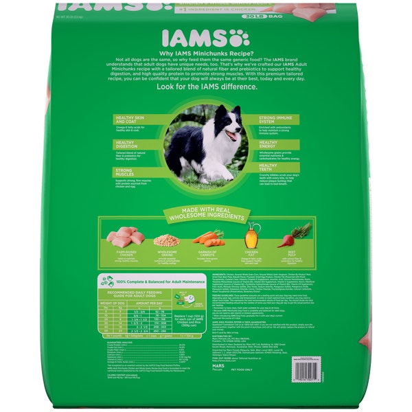 IAMS PROACTIVE HEALTH Adult Dry Dog Food Minichunks Chicken 13.6kg Bag image 2