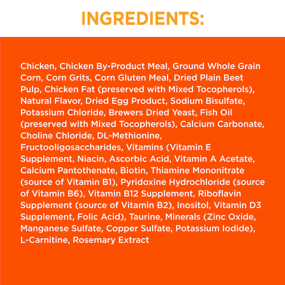 IAMS PROACTIVE HEALTH Adult Dry Cat Food with Chicken 7.26kg Bag ingredients image