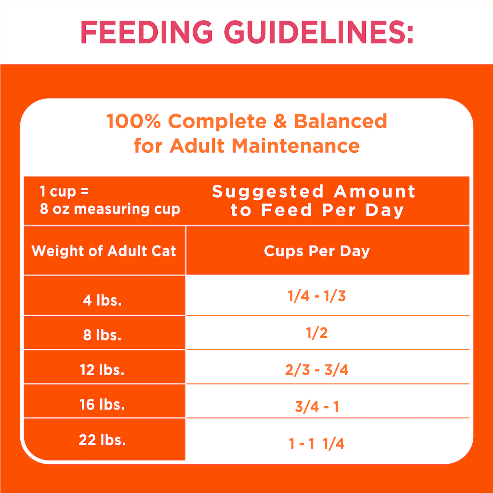 IAMS PROACTIVE HEALTH Adult Dry Cat Food with Salmon 7.26kg Bag feeding guidelines image